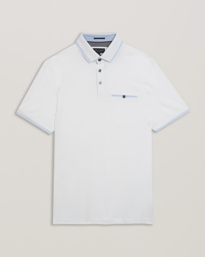 Polo Ted Baker Polo With Striped Details Blanche Homme | YVA-55307979